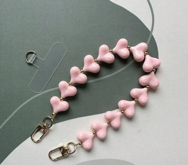 Mooie roze hartjes mobielhanger.