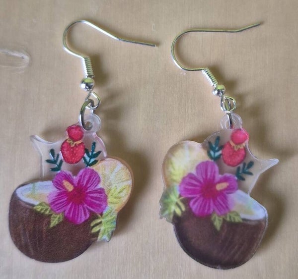 Leuke kokosnoot oorbellen.