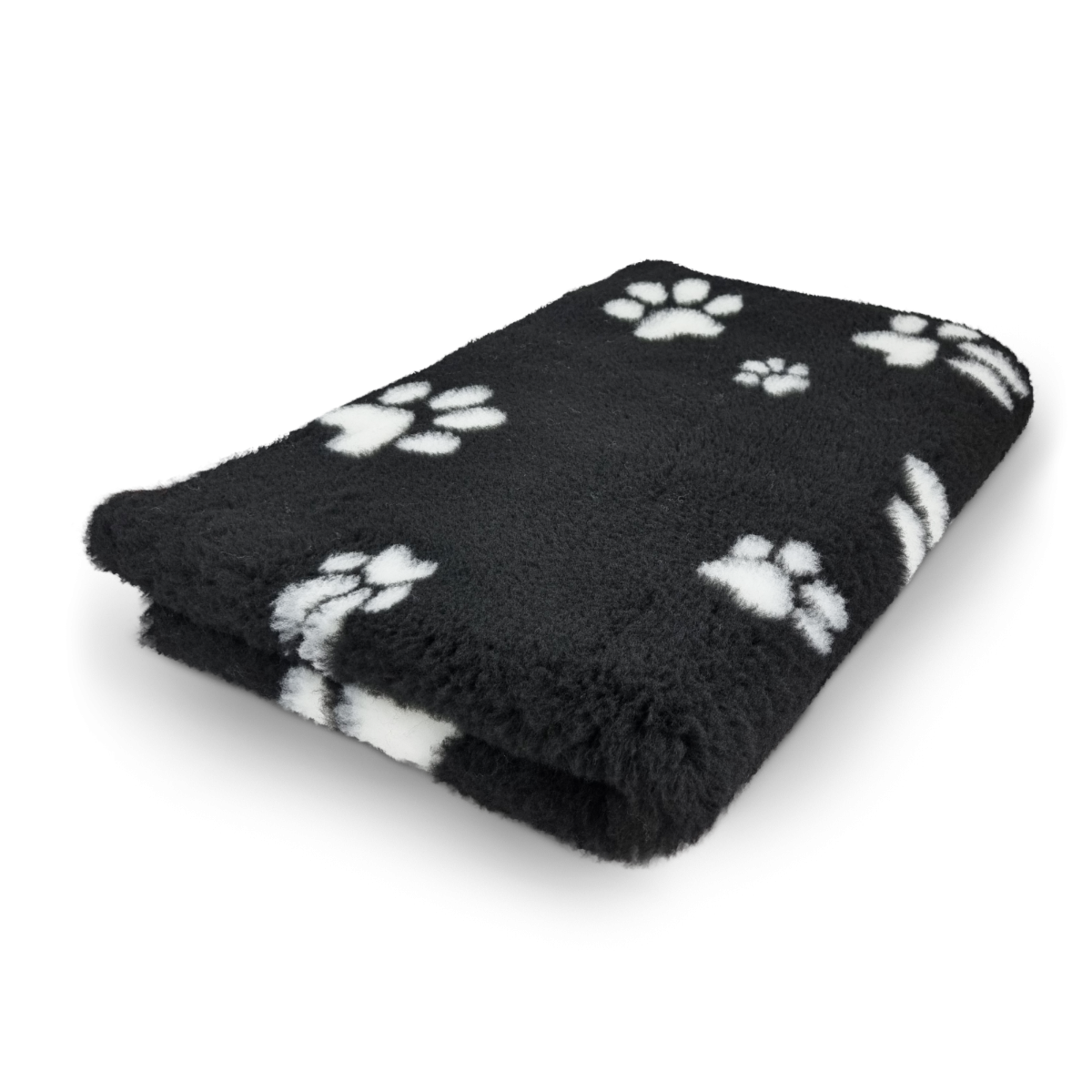 Vet Bed Zwart met Witte Kleine en Grote Voetprint Latex Anti Slip