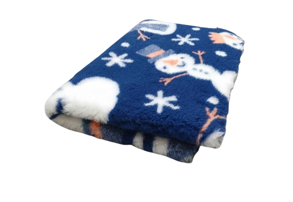 Vet Bed - Christmas Sneeuwman blauw