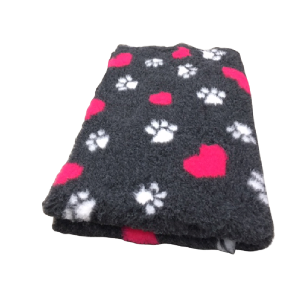 VET BED ANTRACIET met  FUCHSIA HARTJES  en VOETPRINT 3 kleur---latex anti-slip