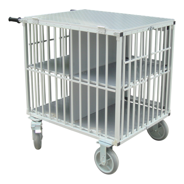 SHOWTROLLEY EXPOSE  - VOOR 4 HONDEN - ALUMINIUM - MET WIELEN