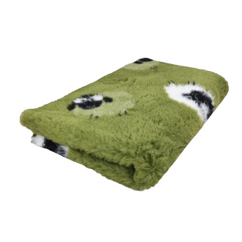 Vet Bed met Wollig Schaap - Antislip Hondenmat - Groen