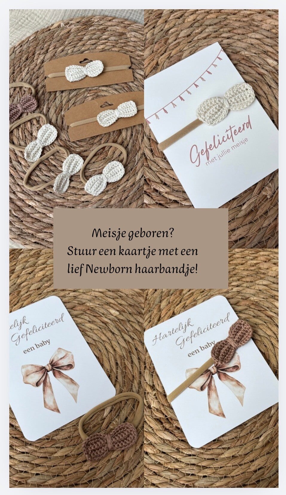 Kaartje met een New-born haarbandje