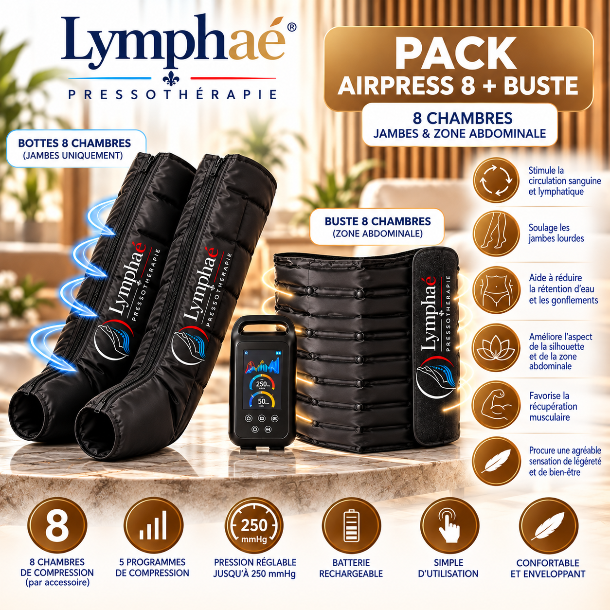 Pack Airpress 8 + Buste de pressothérapie