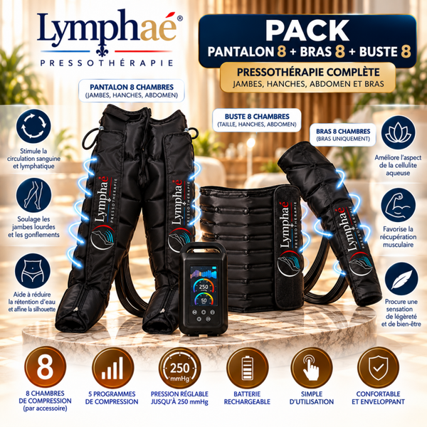 Pack Pantalon + Bras + Buste de pressothérapie – 8 chambres