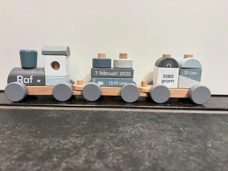 Houten trein | Blauw | Label Label