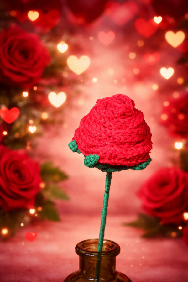 Gehaakte Roos – Tijdloos Valentijnscadeau 🌹