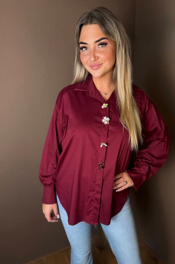 The Bijoux Blouse – Burgundy