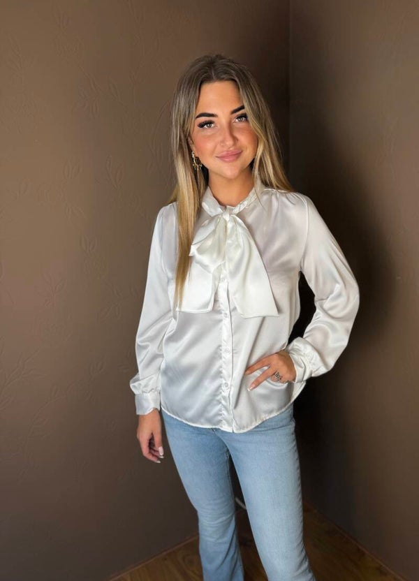 Bow Blouse white pearl