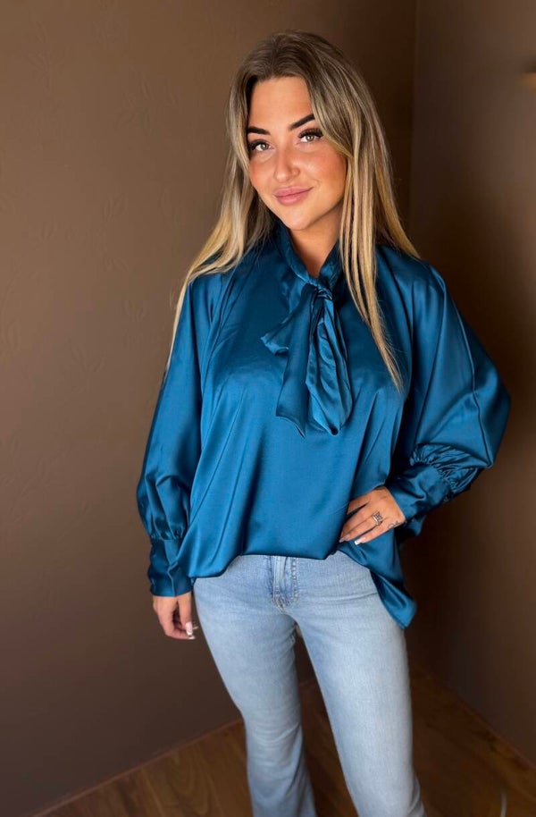 Bow blouse aqua
