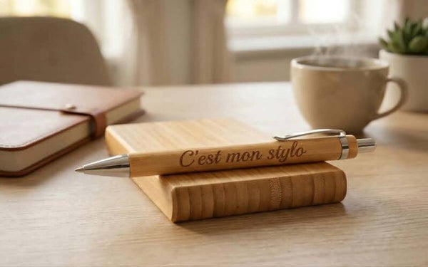 Stylo en bambou gravé – "C'est mon stylo"