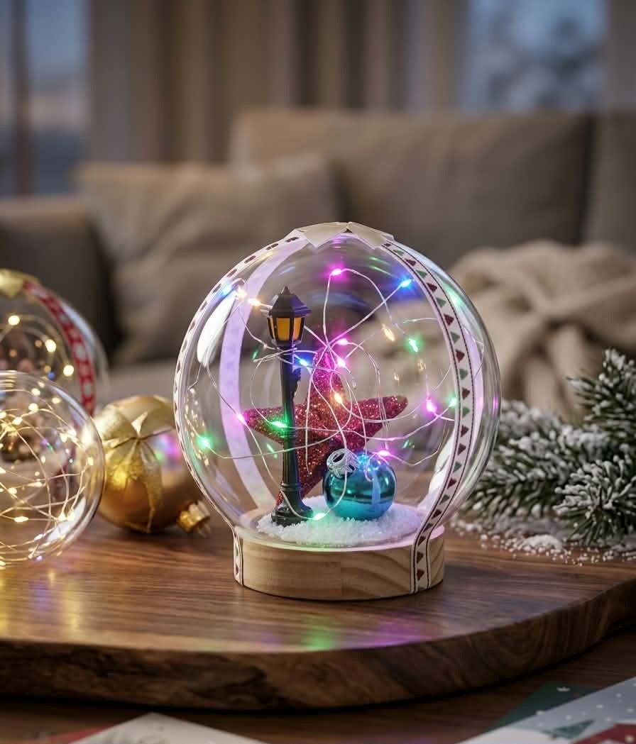 Cloche de Noël Lumineuse "Lampadaire Rétro & Étoile Scintillante"