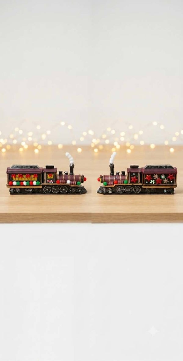 Petit Train de Noël Vintage – Décoration Festive & Pompons