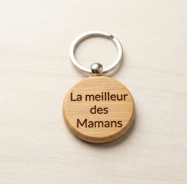 Porte-clés en Bambou Gravé – "La meilleur des Mamans"
