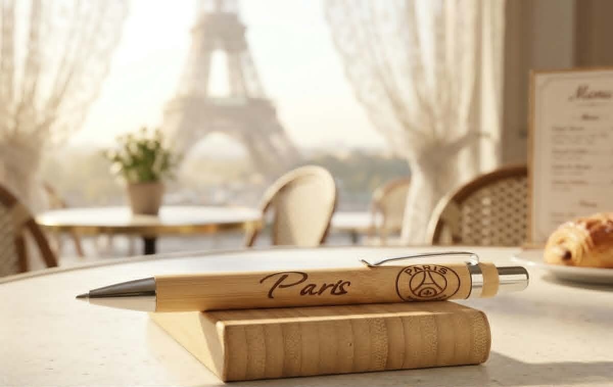 Stylo en bambou gravé – "Paris"