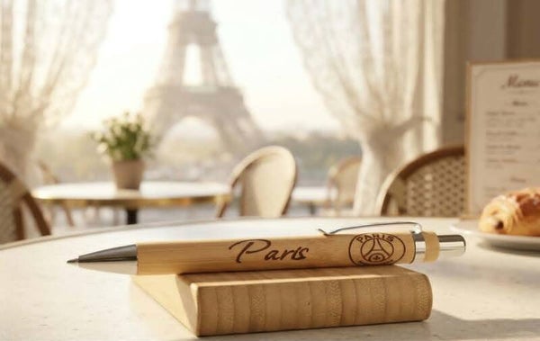 Stylo en bambou gravé – "Paris"