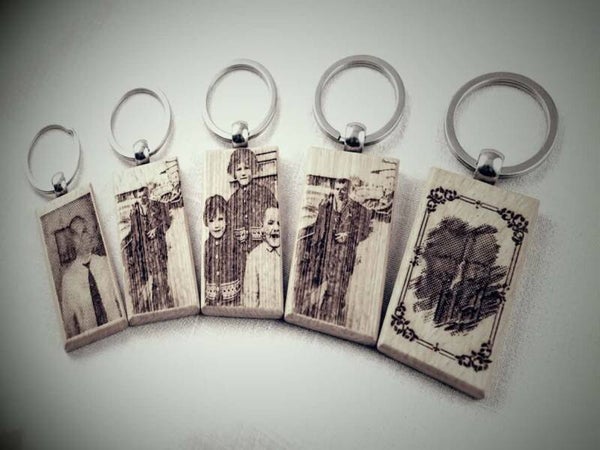 Porte-clés en Bambou Rectangulaire Personnalisé – Gravure Photo / Texte