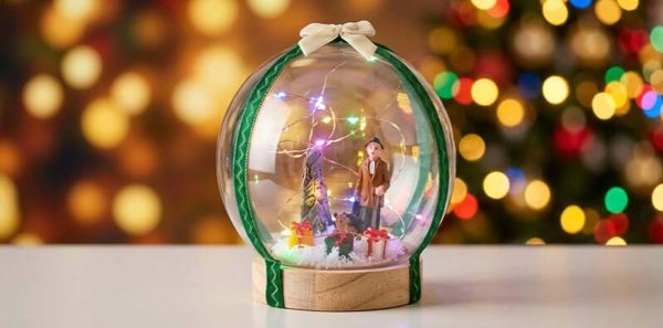 Cloche de Noël Lumineuse Multi-Effets - Socle en Bois