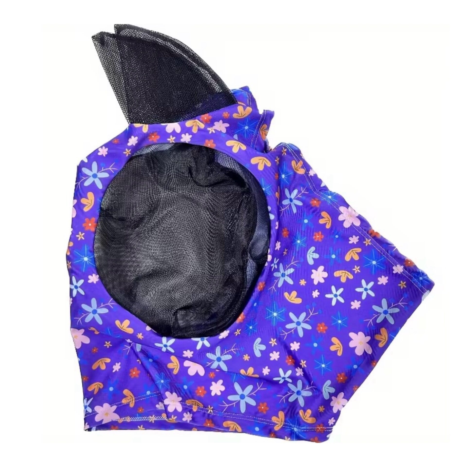 Vliegenmasker bloemenprint paars