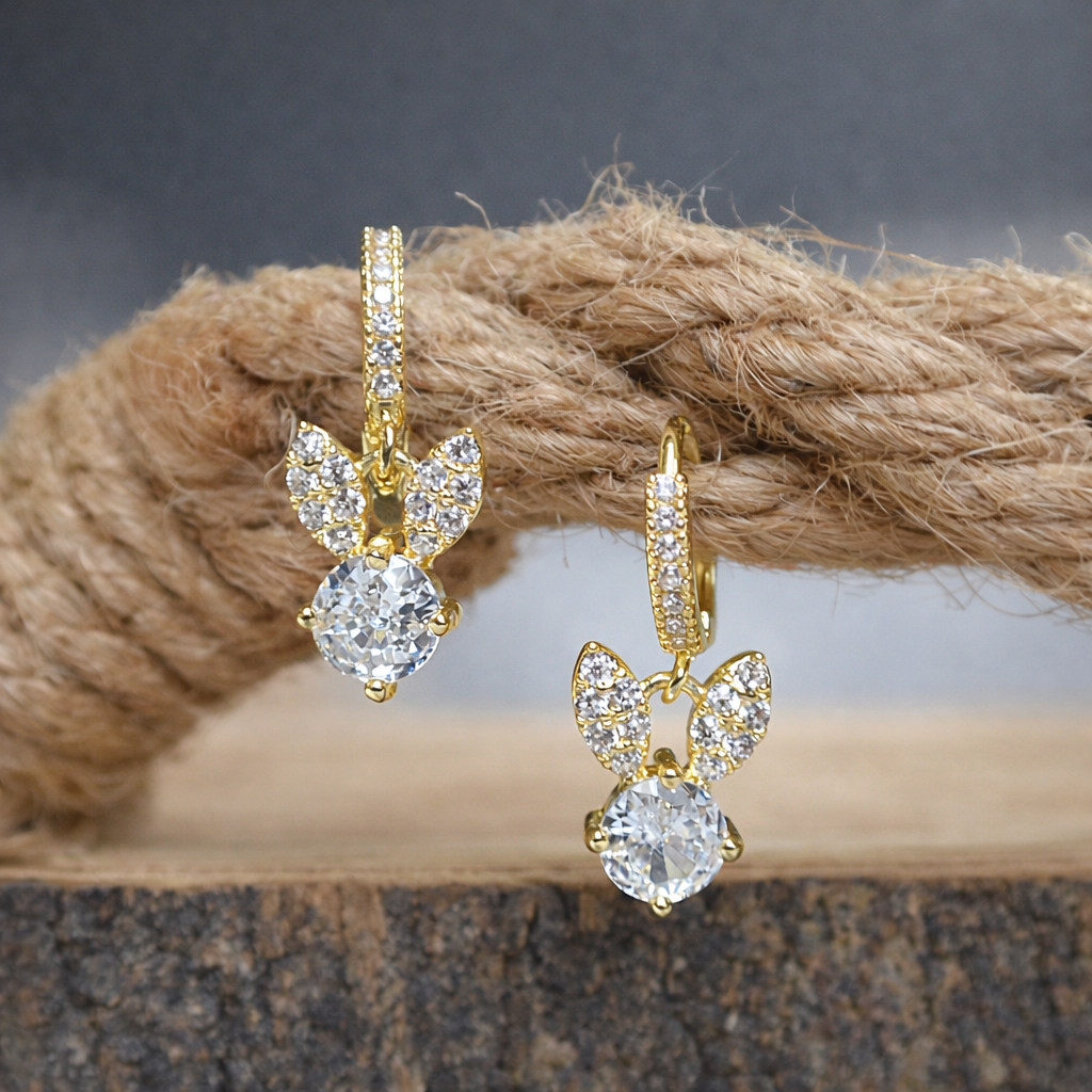 Goudkleurige konijnen oorbel hangers