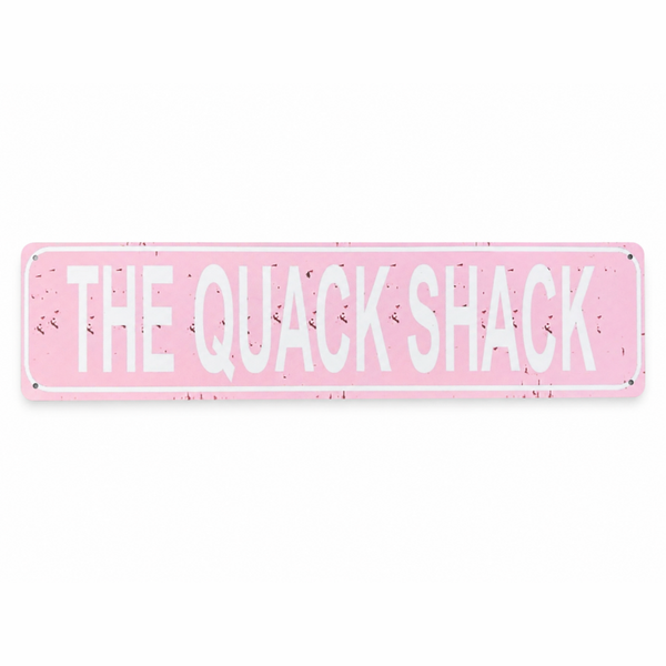 Metalen wandbord “the quack shack”