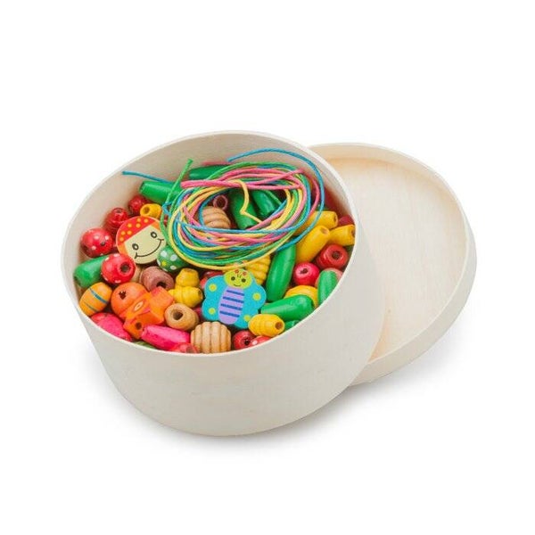 Houten Kralen in Box -100 gr.