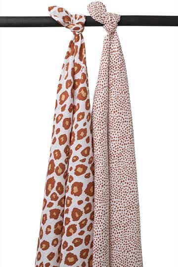 Hydrofiele Swaddles 2-pack Panter/Cheetah - Camel - 120x120 cm