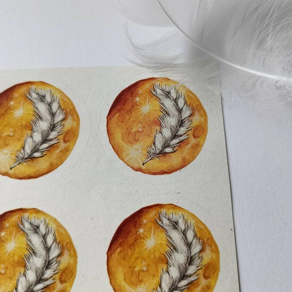 Stickerset Maan met veer