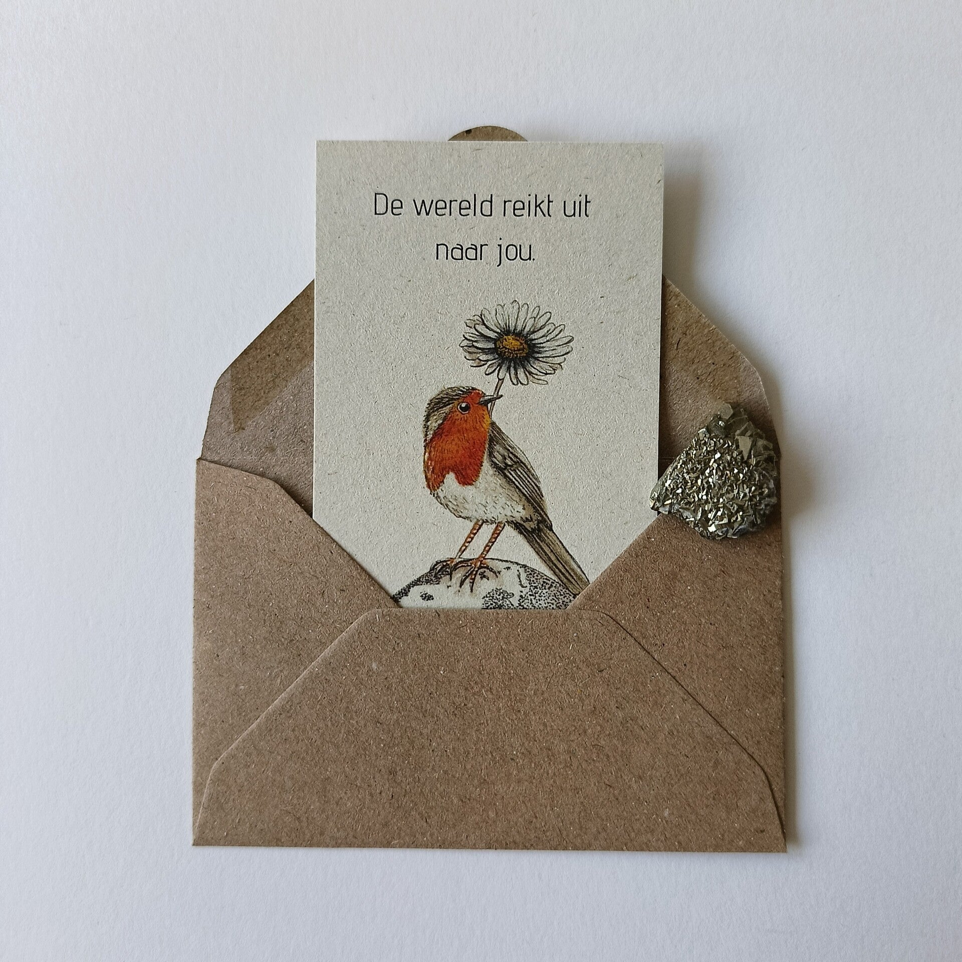 Minikaartje Roodborstje met tekst