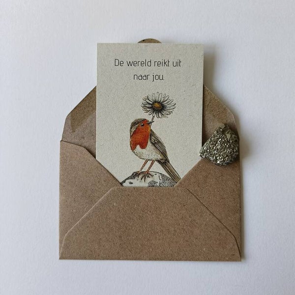 Minikaartje Roodborstje met tekst