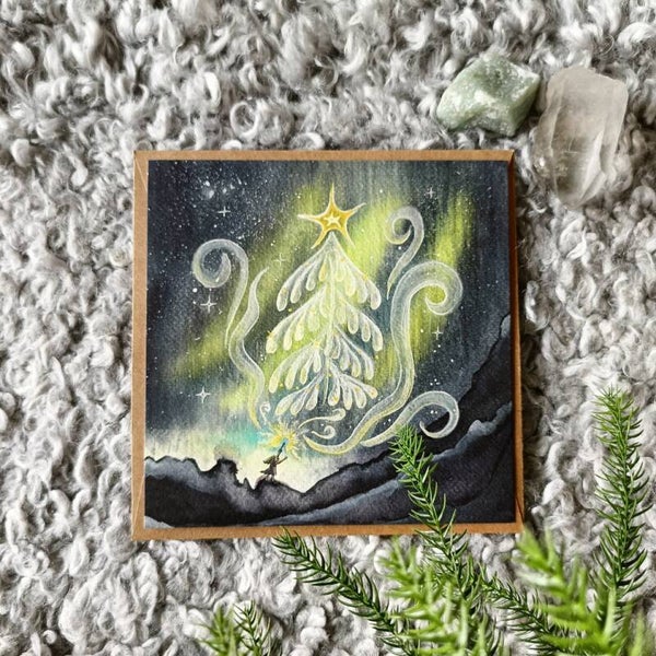 Kerstkaart Meisje met de zwavelstokjes