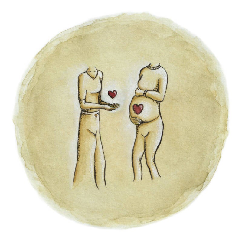 Bedrijfsillustratie van waterverf met twee (zwangere) vrouwen.