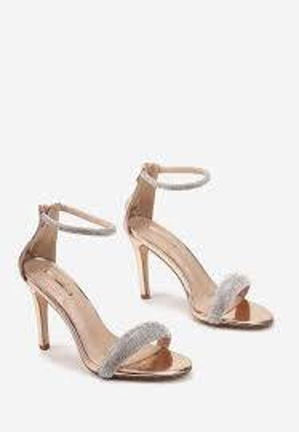 Champagne Crystal Sandaletten – Elegante High Heels