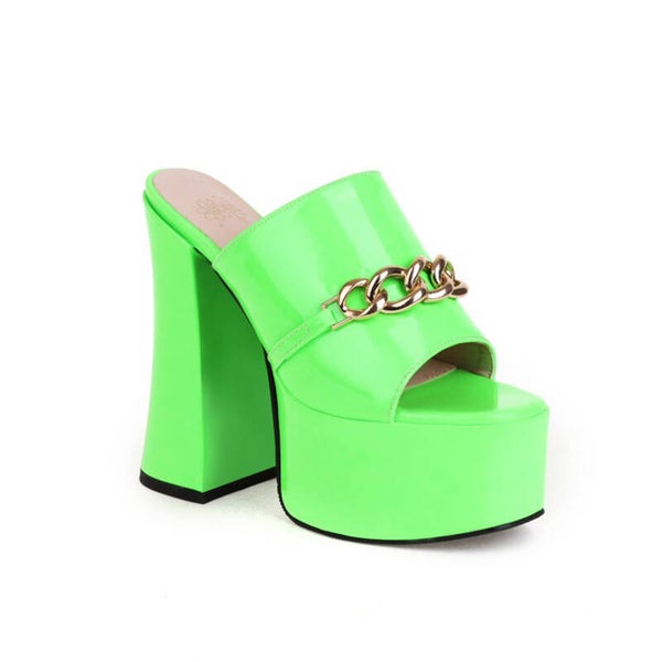 Plateau-Heels „Neon Chain Green“