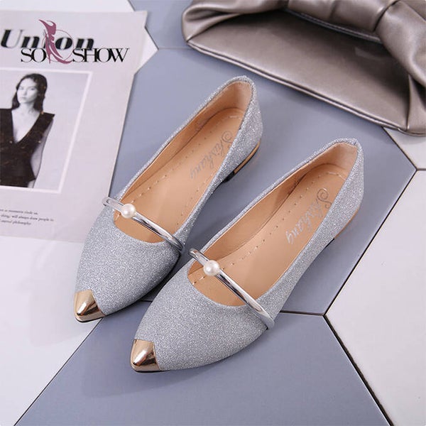 Damen Glitzer-Ballerinas „Pearl Chic Silver“