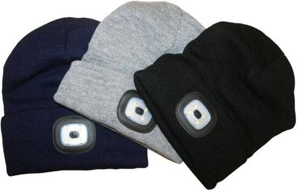 Commandomuts gebreid UNI kleur met LED lamp