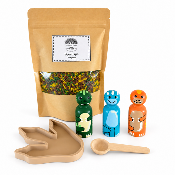 Dinosaurus pegdolls met speelrijst en vulvorm