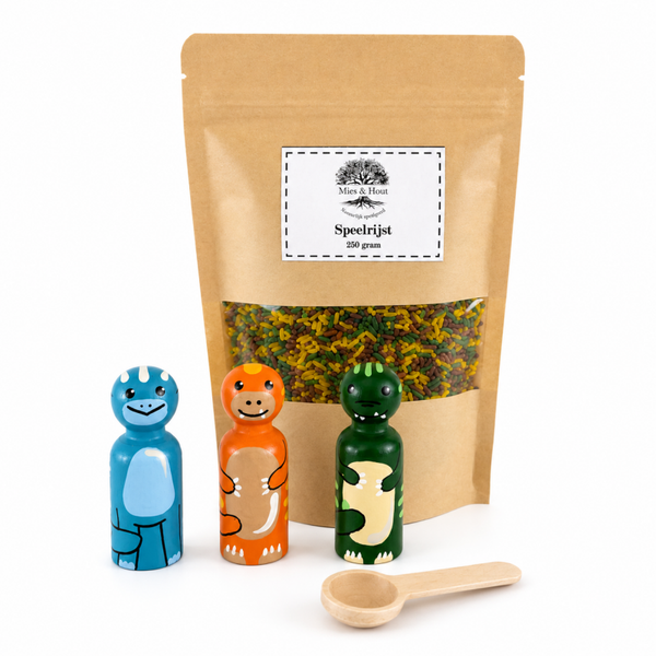 Dinosaurus pegdolls met speelrijst