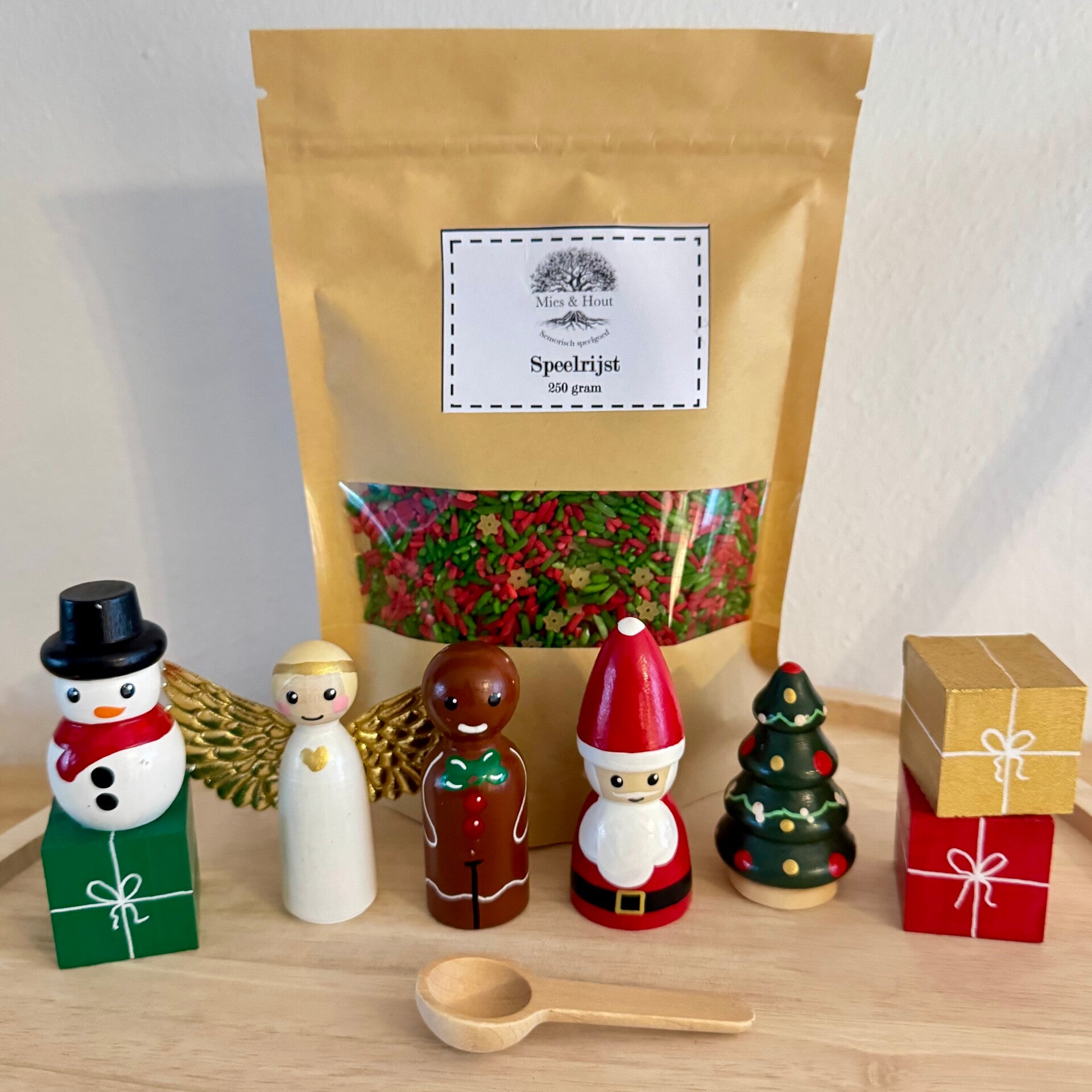 Kerst pegdolls met speelrijst