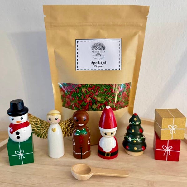 Kerst pegdolls met speelrijst