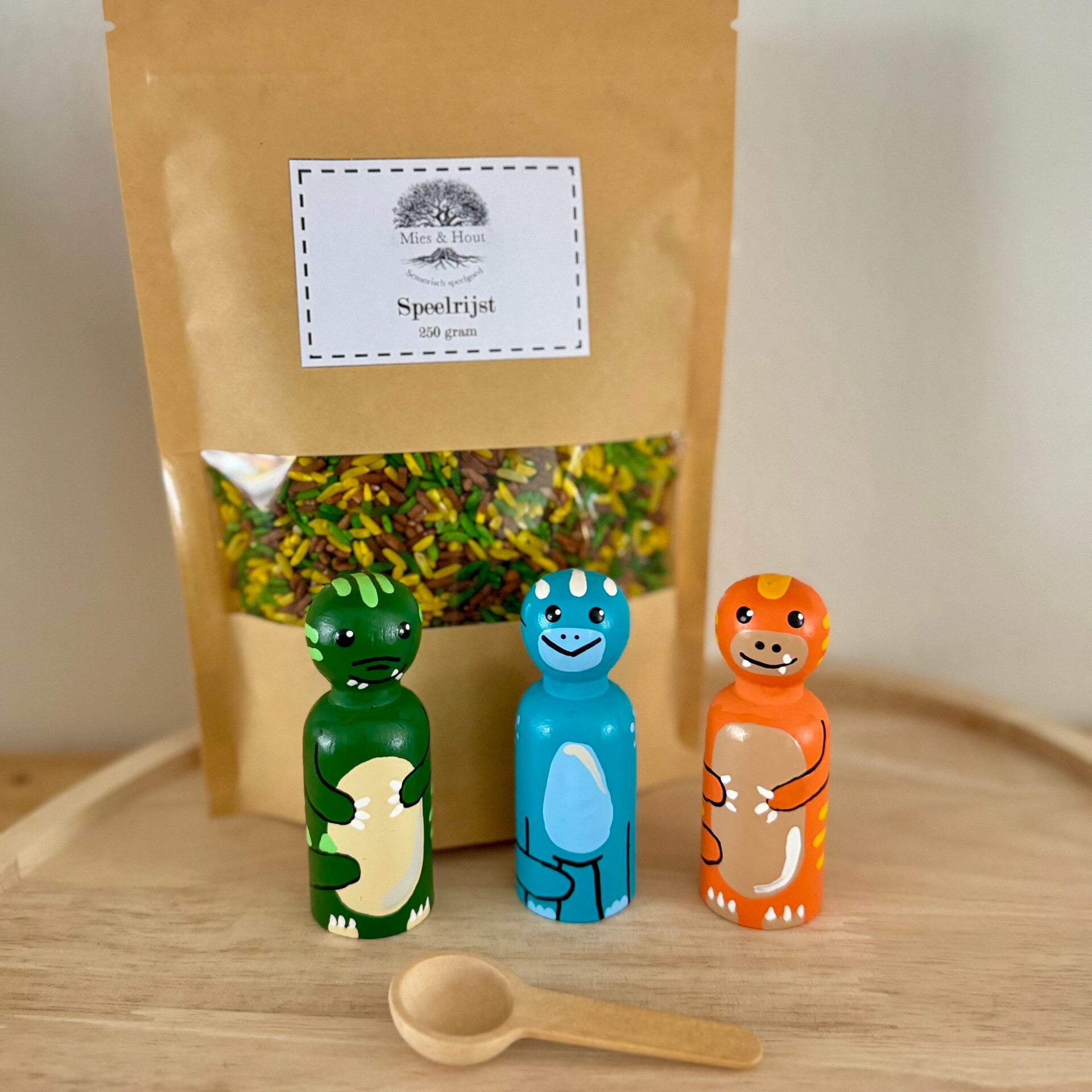 Dinosaurus pegdolls met speelrijst