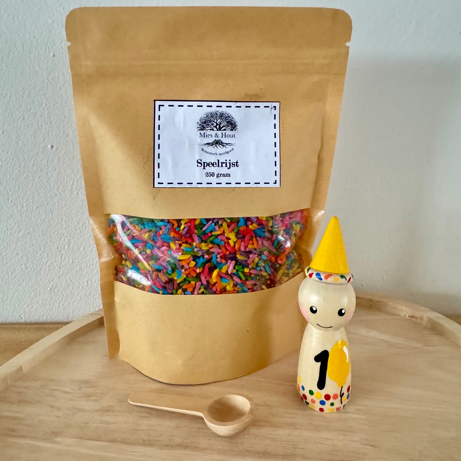 Verjaardagspegdoll incl zakje speelrijst