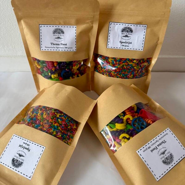 Sensorische speelmix en speelrijst Feest 900 gram