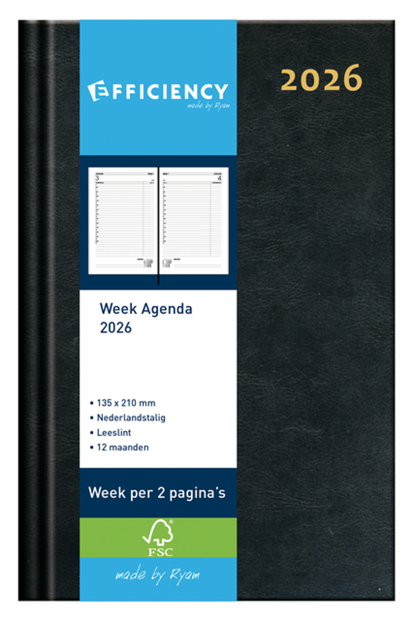 7/2 Agenda Ryam Efficiency A5 zwart
