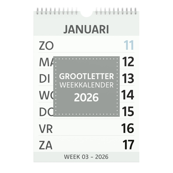 Weekkalender A4 grootletter