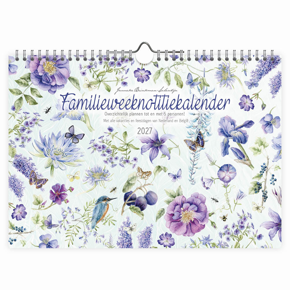 Familieplanner 2027 Janneke Brinkman Paarse bloemen