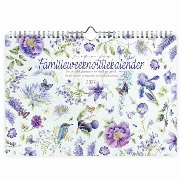 Familieplanner 2027 Janneke Brinkman Paarse bloemen