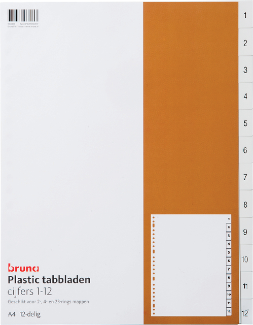 Tabbladen 23-gaats genummerd 1-12