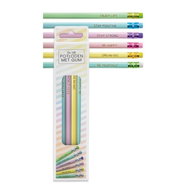 HB Potloden met gum (6x) Pastel